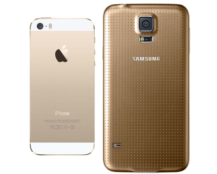 Galaxy dorado y iphone dorado